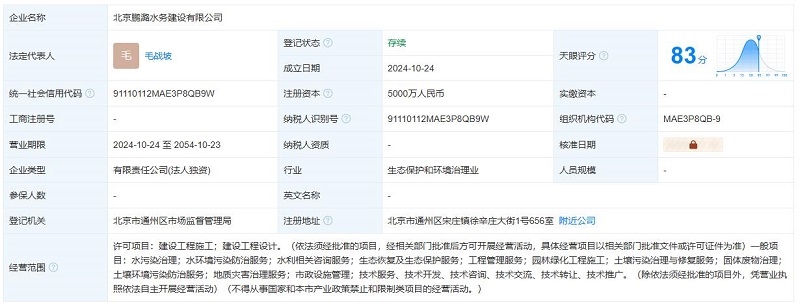 注冊(cè)資本5000萬(wàn)！中電建生態(tài)環(huán)境集團(tuán)在北京成立水務(wù)建設(shè)公司