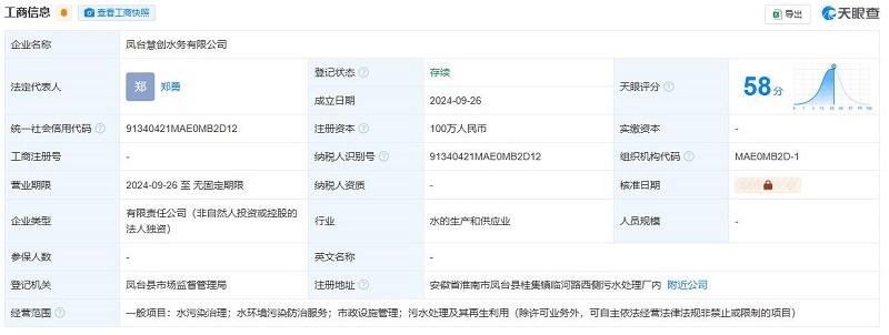 首創(chuàng)環(huán)保投資成立水務(wù)公司