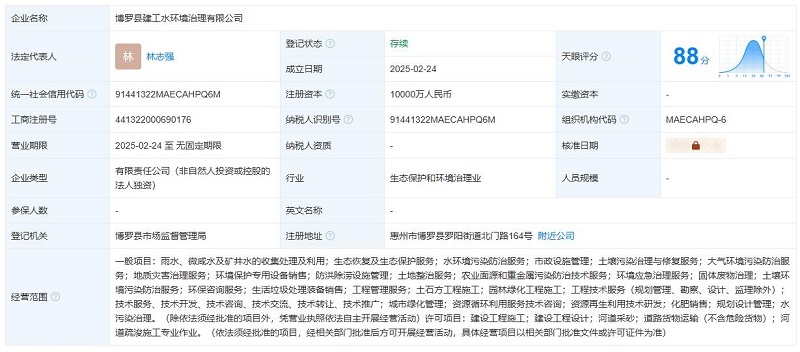 注冊(cè)資本1億元！一地國(guó)資成立水環(huán)境治理公司