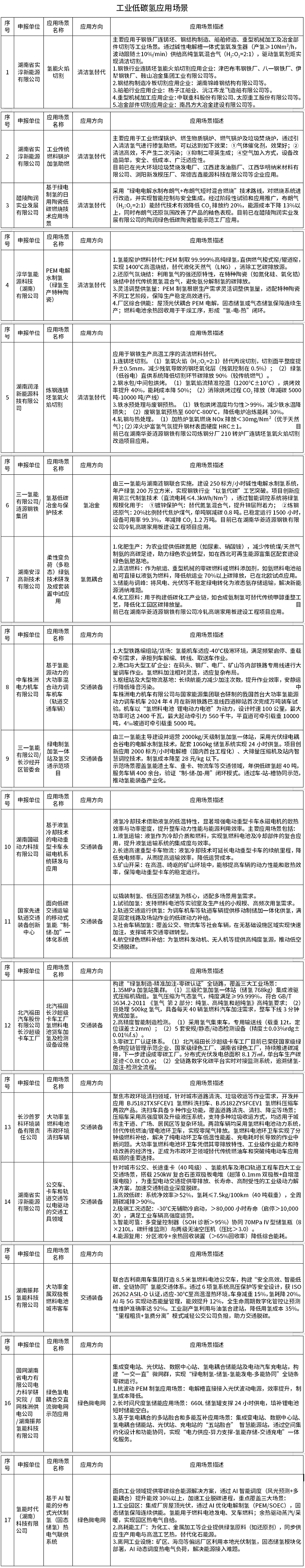 17項！湖南省工業(yè)低碳氫應(yīng)用場景公示