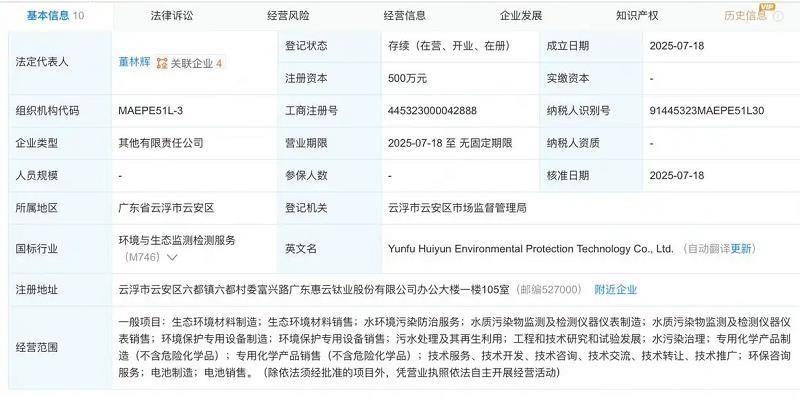 惠云鈦業(yè)等成立環(huán)?？萍夹鹿? /></div>
<div style=